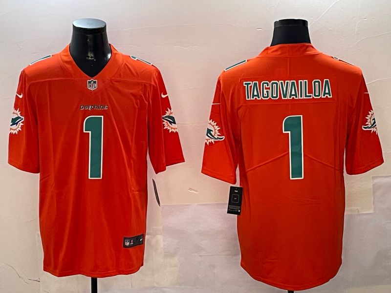 Men Miami Dolphins #1 Tagovailoa Orange Second generation 2024 Nike Limited NFL Jersey style 1->miami dolphins->NFL Jersey